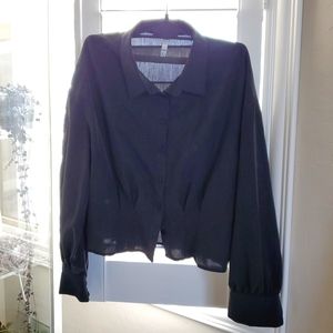 Zara cropped button shirt with cinched waist